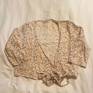 Beautiful Floral Wrap Blouse